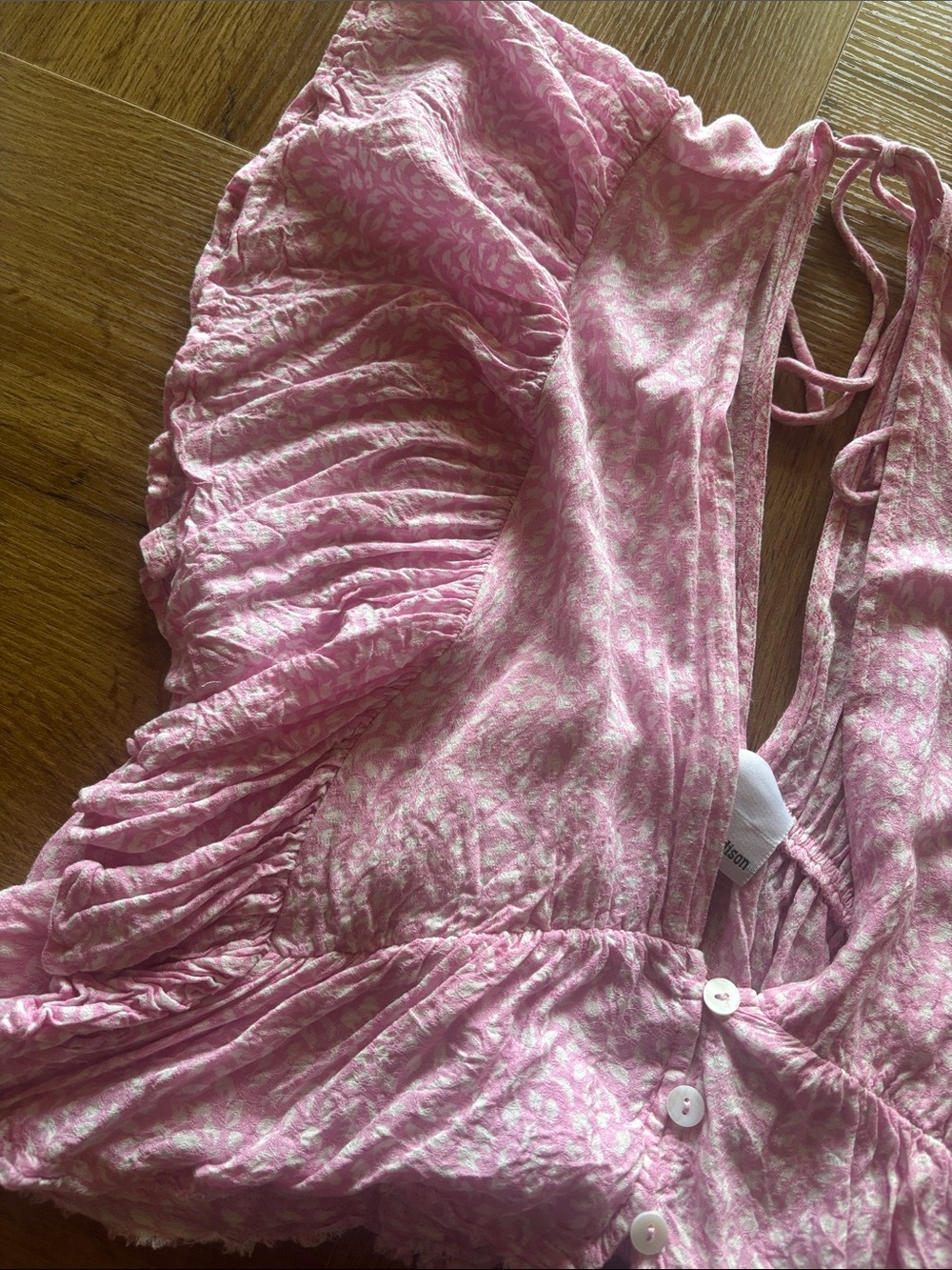 Pink Ruched Tie-Back Women's Intimate Top - Picture 2 of 2